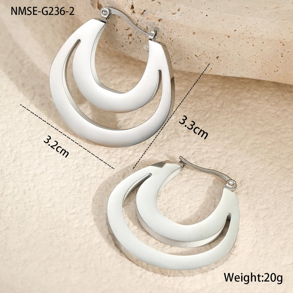 Geometric French earrings with stainless steel construction and 18K gold plating in minimalist design