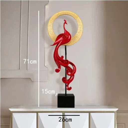 European style synthetic resin phoenix ornament in a choice of festive red, elegant silver, or rose gold colour.