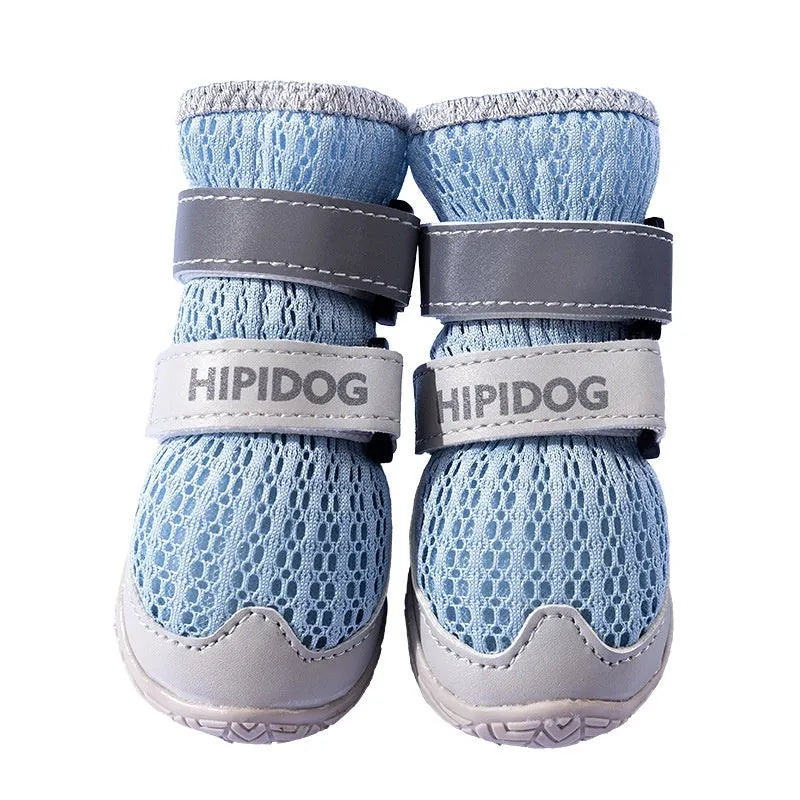 Summer breathable dog shoes in Bondi Blue with wear-resistant PU soles for hot pavement protection
