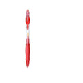 A plastic gel pen with a 0.5mm tip shown in black, blue, and red colour options.