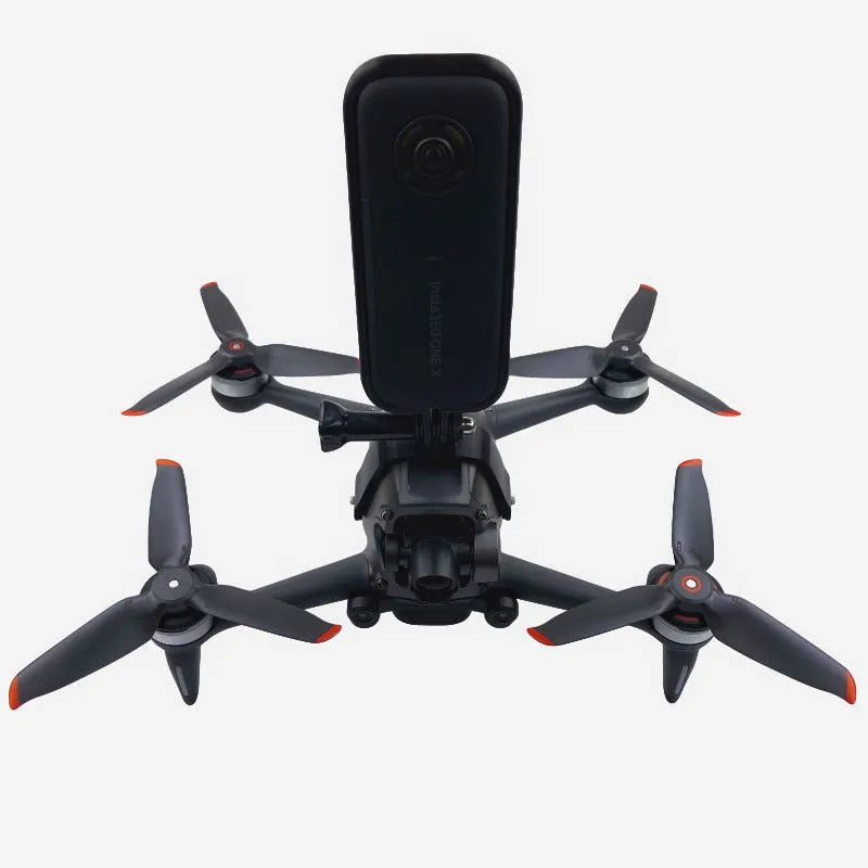3D-printed hard plastic expansion bracket for FPV drone top camera mounting with protective sponge