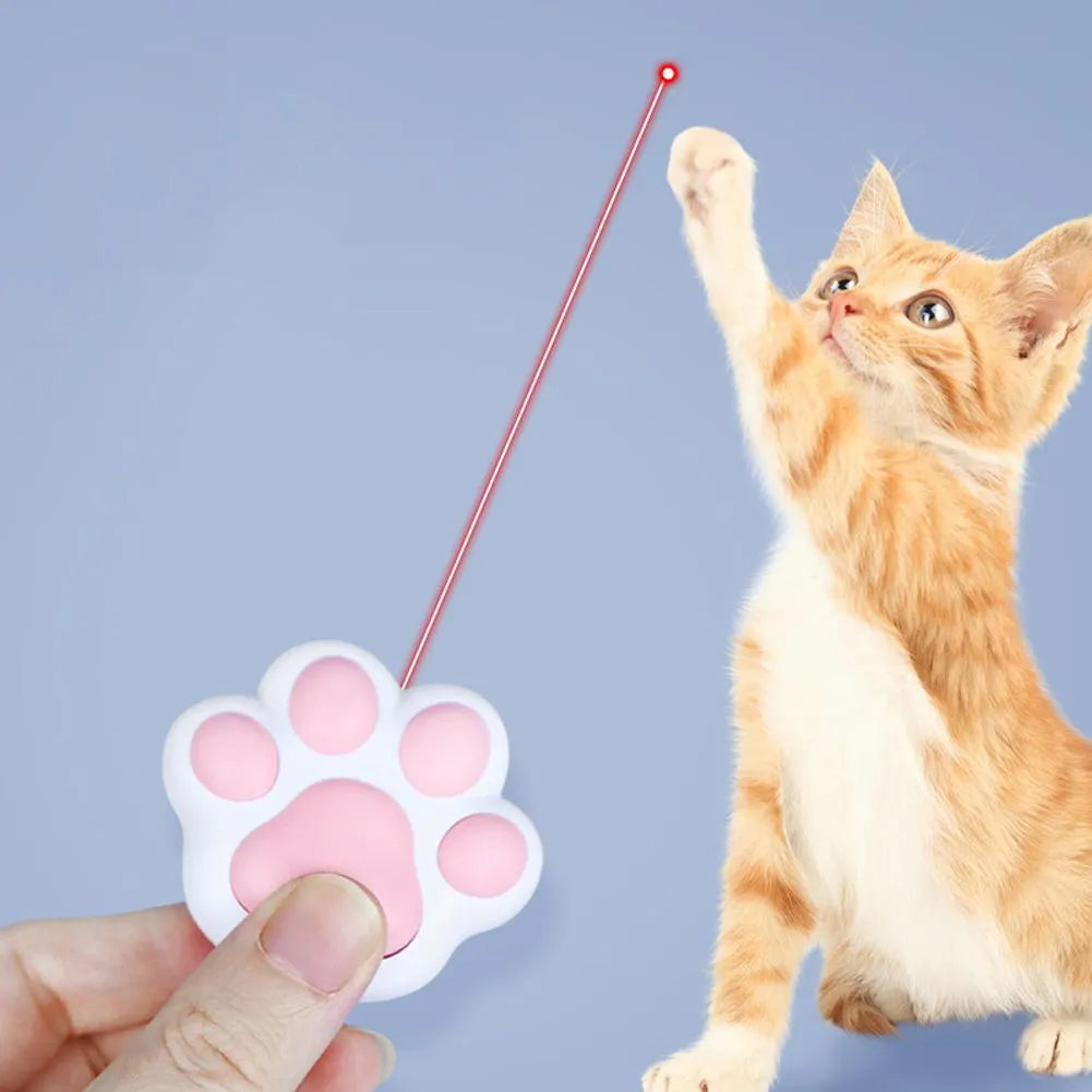 Black or pink USB rechargeable infrared cat teaser toy with keychain measuring 5 by 2.5 centimetres
