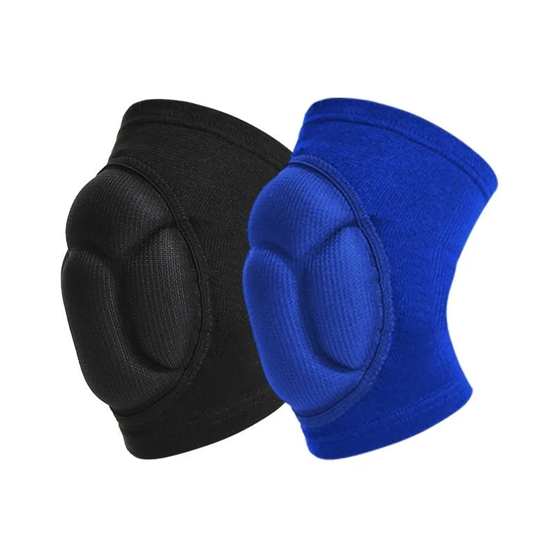 Black and blue thick sponge knee pads for dance sports and outdoor activities