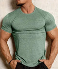 Polyester quick-dry tight stretch running short sleeve top in black, grey, green, pink colours