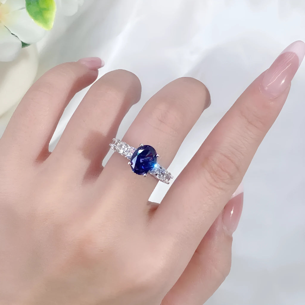 Heart-shaped sterling silver ring with ice flower cut zircon stone in tan sang colour on finger