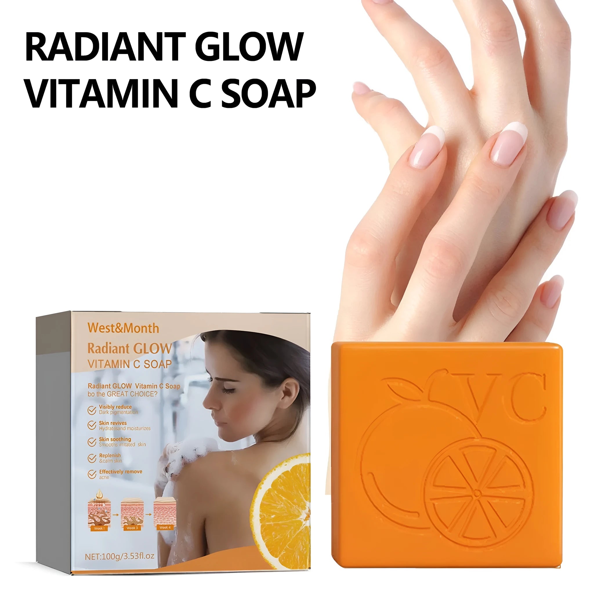 100g whitening vitamin body care soap bar with kojic acid and botanical extracts.