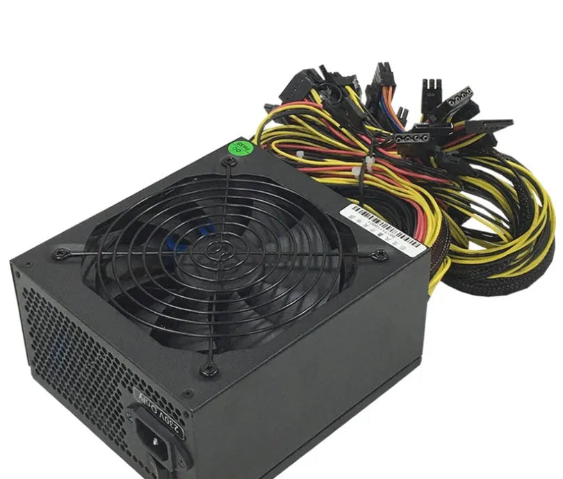 Black ATX server power supply unit with multiple cable connectors for high-wattage computing systems