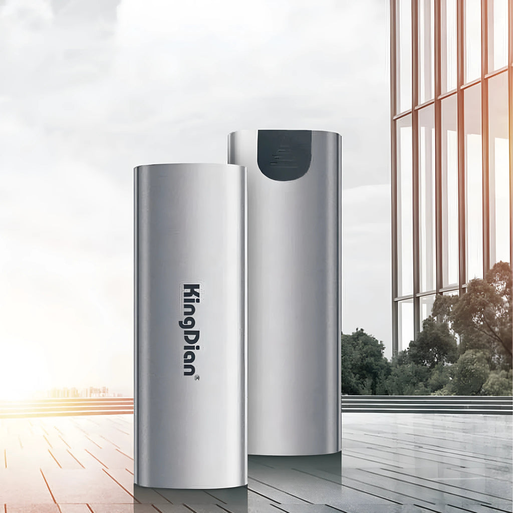 Grey mobile SSD external hard drive for direct phone connection with USB 3.0 interface