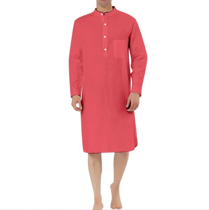 Men's cotton shirt robe in multiple colour options with Asian sizing from S to XXL