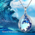Moonstone blue heart-shaped alloy pendant necklace for women