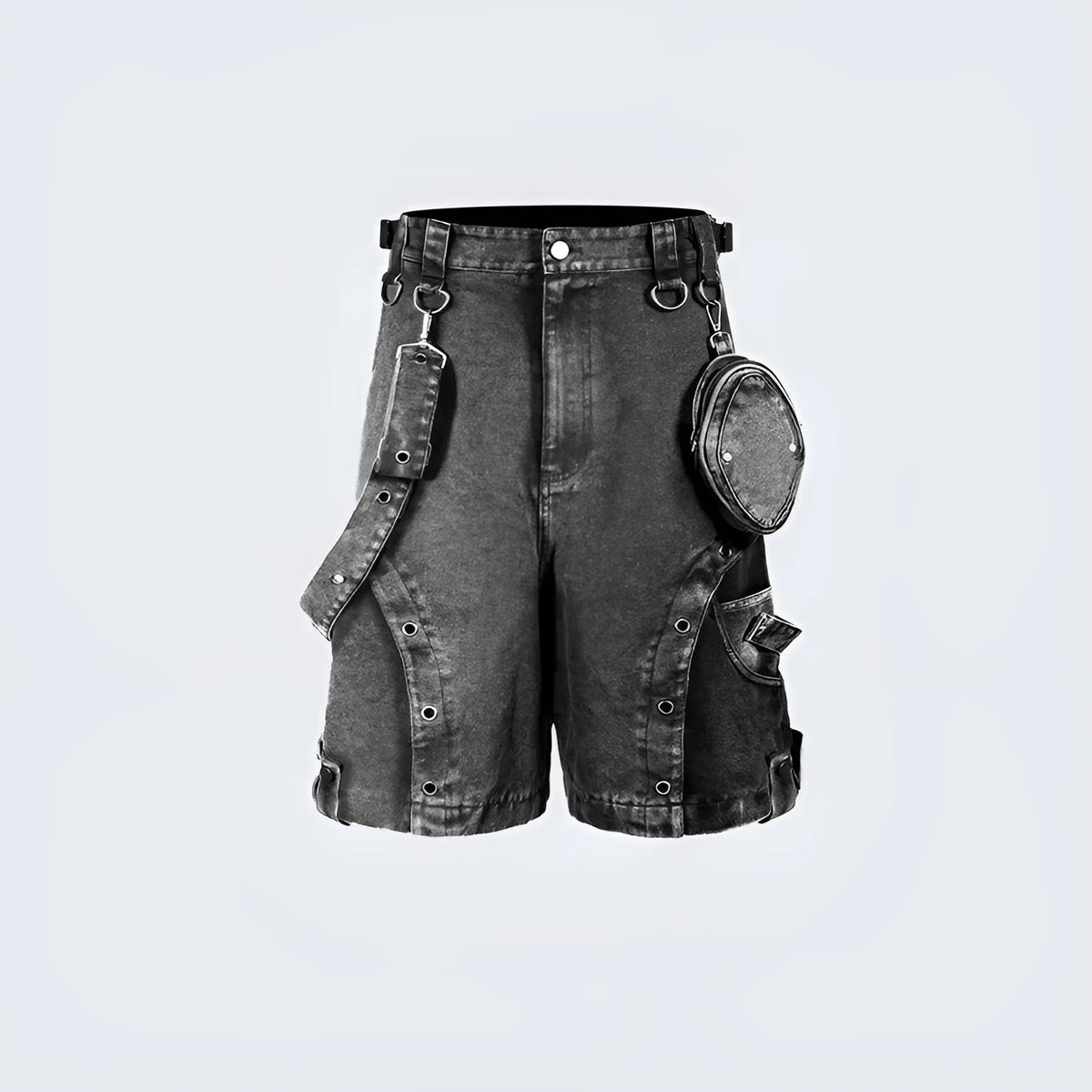 Retro high street loose washed denim shorts with high waist design in summer street style