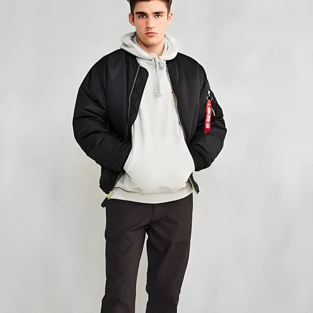 Men's American workwear style loose fit cotton-padded jacket in Army Green colour
