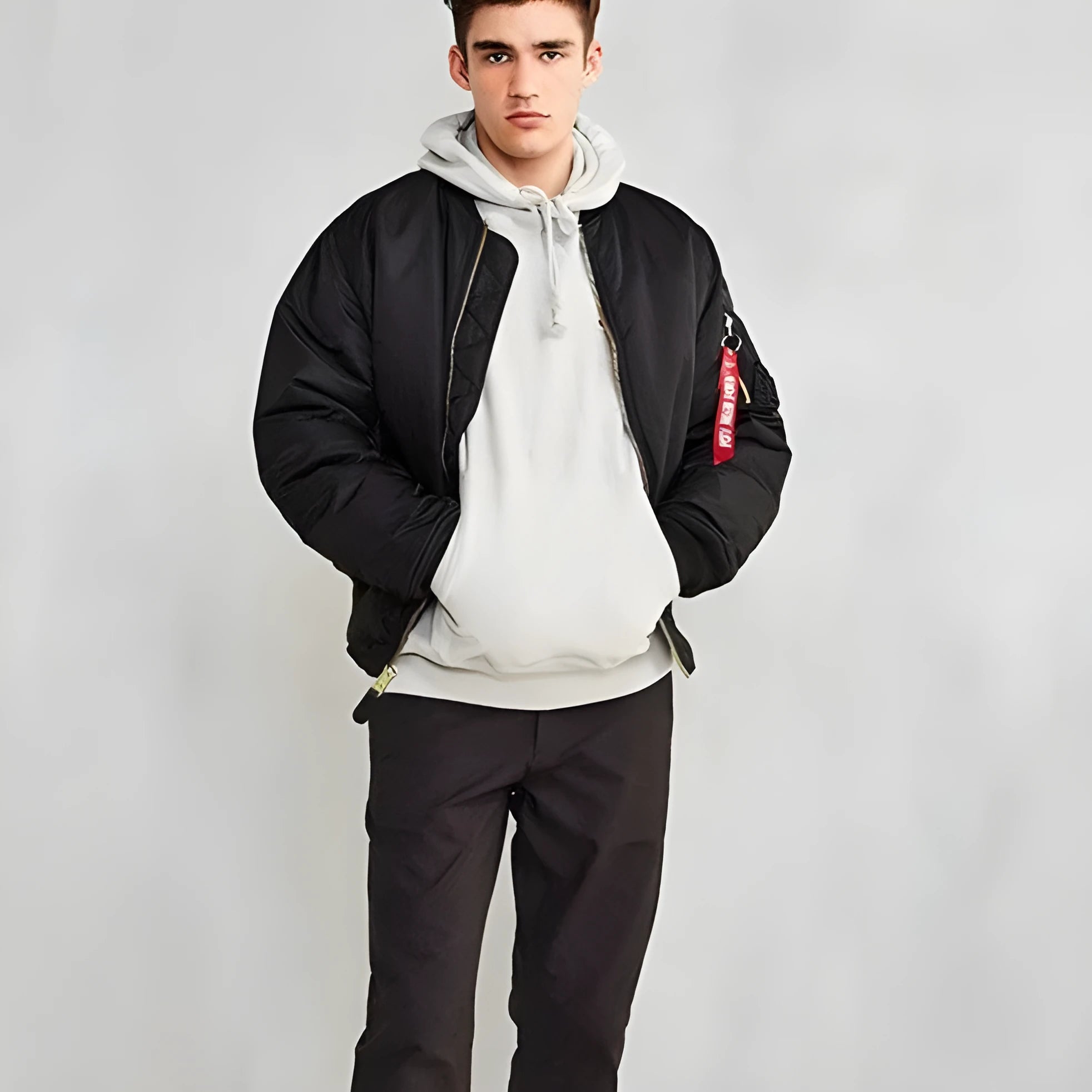 Men's American workwear style loose fit cotton-padded jacket in Army Green colour