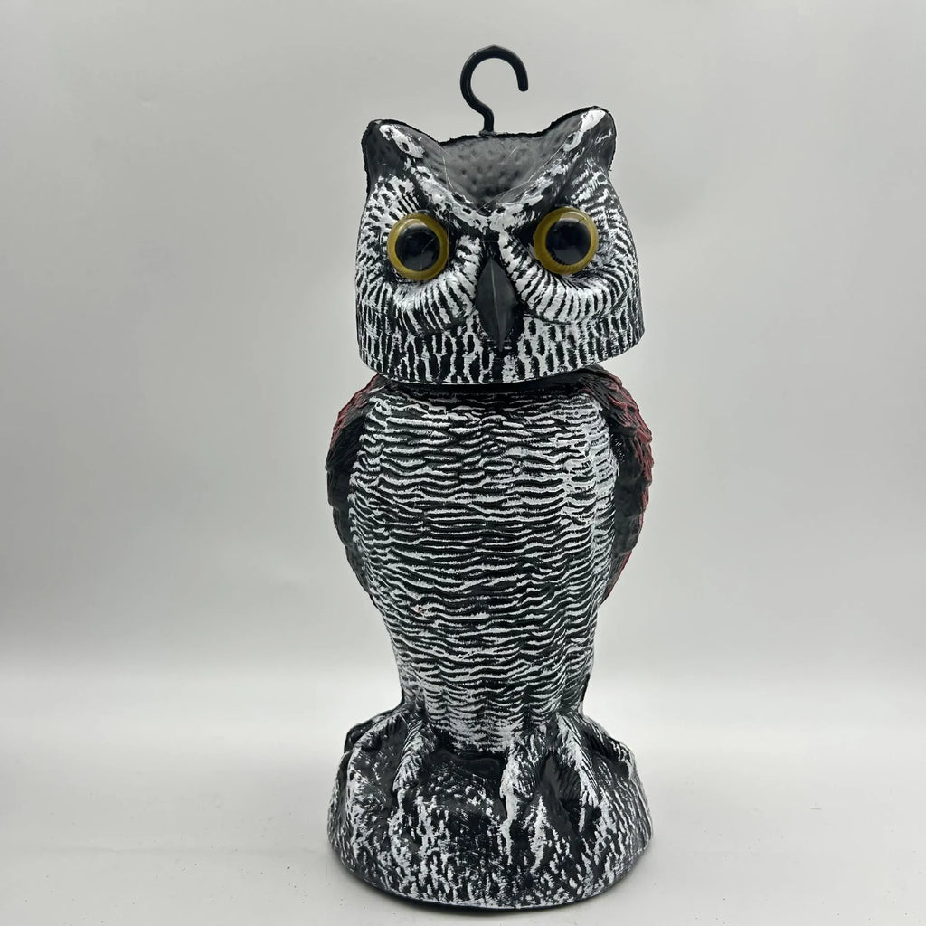 PE plastic owl bird deterrent ornament with shaking head design for outdoor pest control