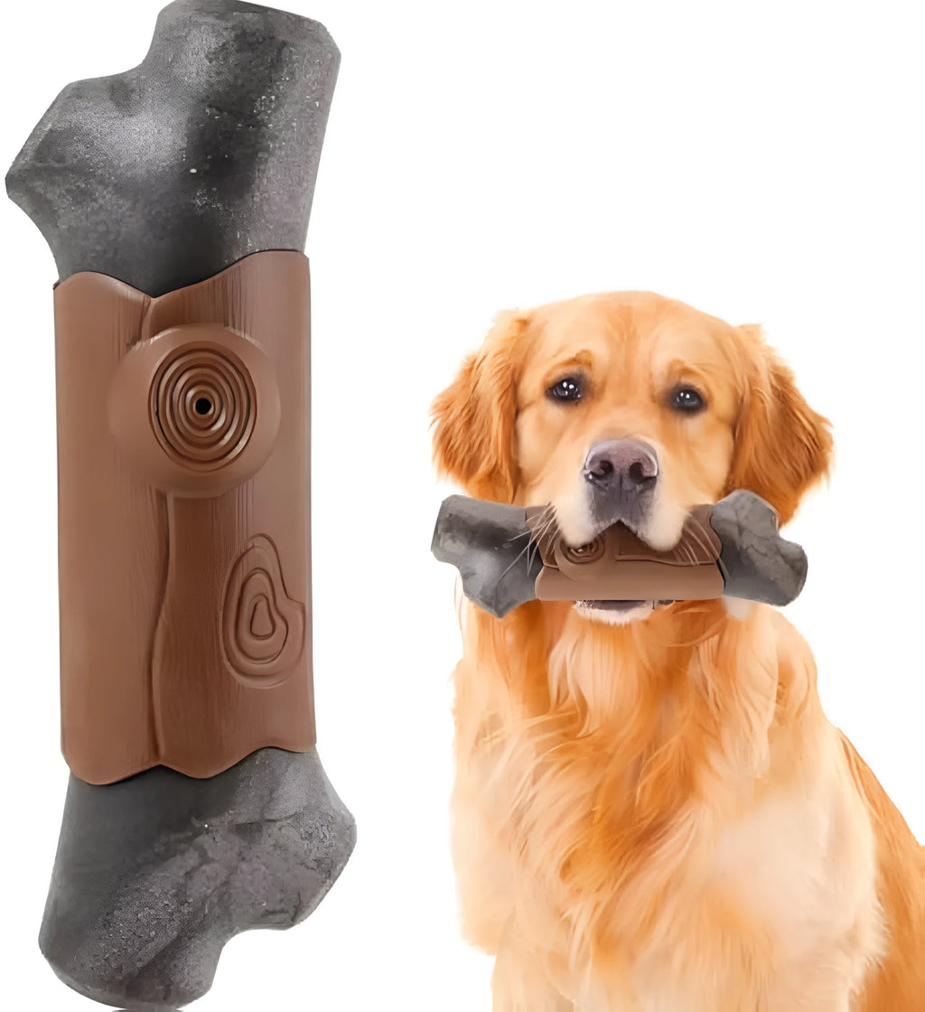 Large brown branch-shaped nylon dog chew toy for aggressive large breed dogs.