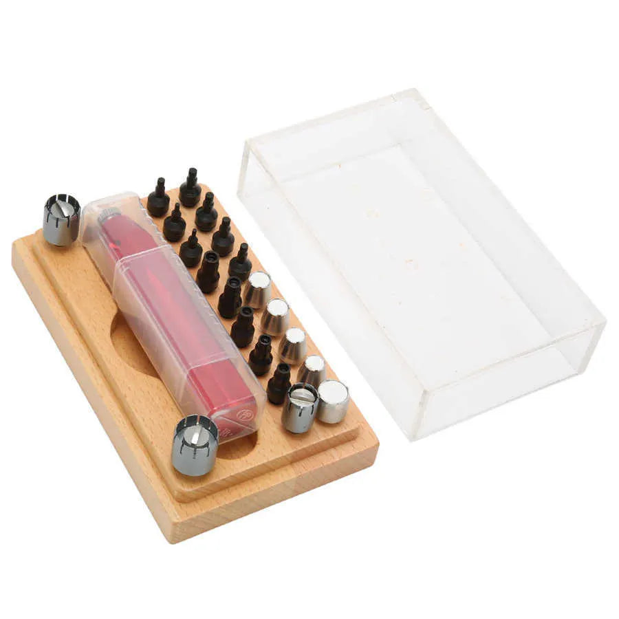 20-piece steel watch repair tool set for tube opening applications