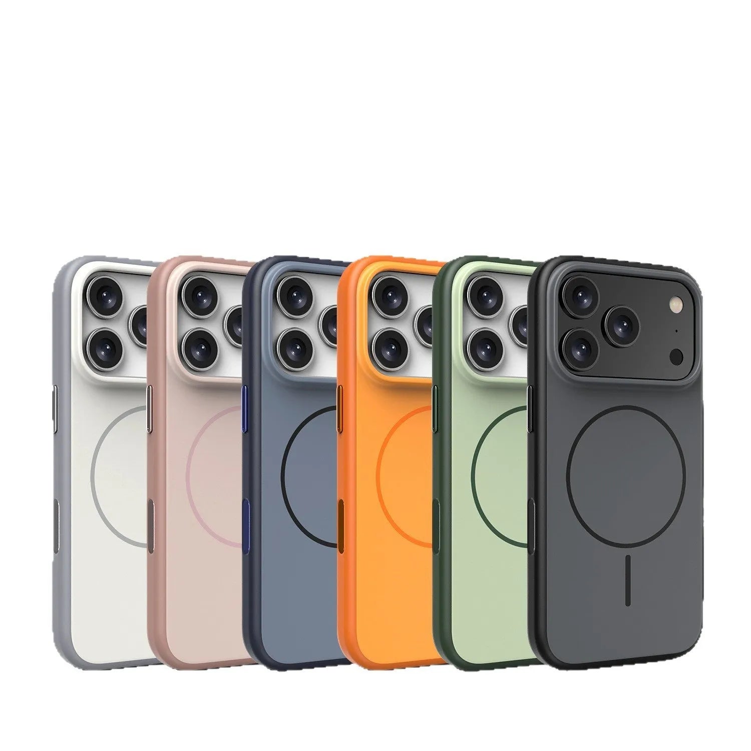 Blue frosted magnetic protective case for iPhone 16 and iPhone 17 Pro Max phones