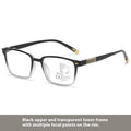 Multifocal reading glasses with anti blue light and colour-changing lenses in various frame colours