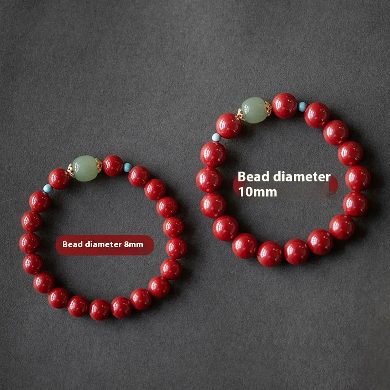 Cinnabar Hetian Jade geometric bead bracelet in purple gold sand colour showing 6mm, 8mm, and 10mm size options