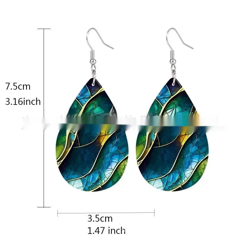 A pair of flat branch knot design drop earrings made from printed acrylic, shown in a selected style.