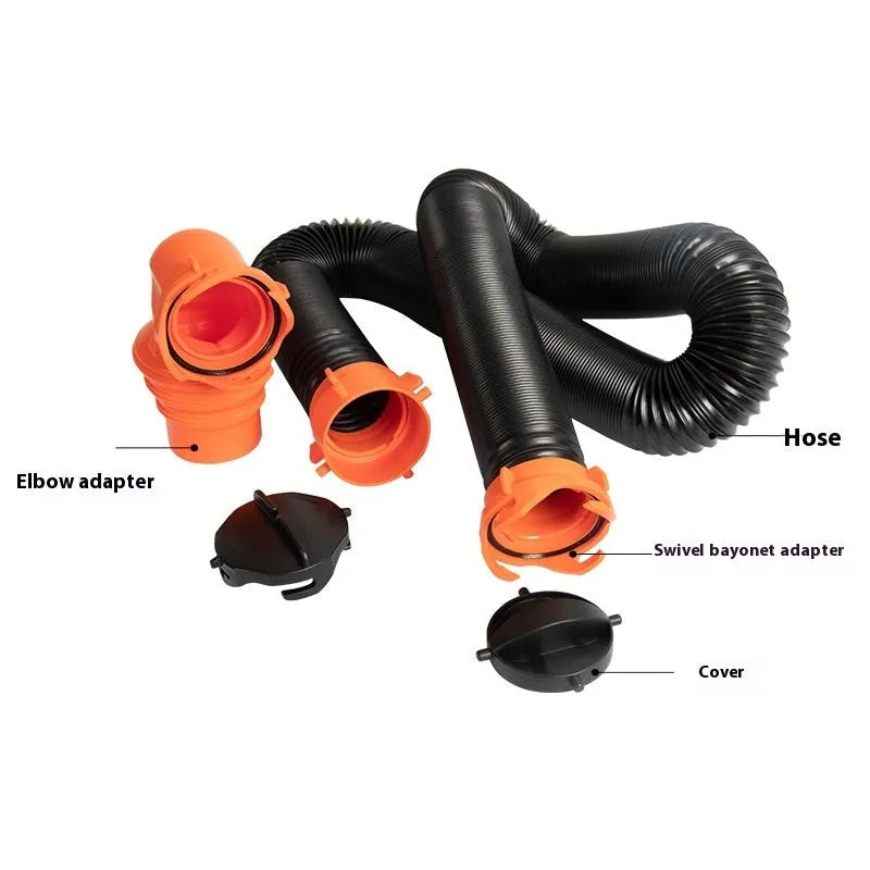 Grey 90-degree rotary elbow joint connector for a caravan sewage hose.