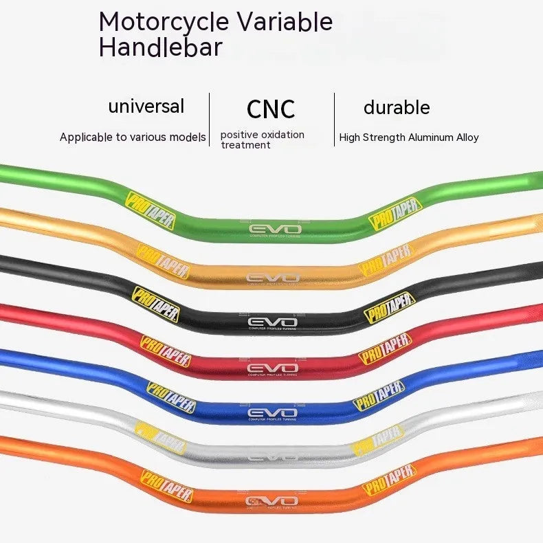 Orange aluminium alloy scrambling motorcycle handlebar showing 28mm diameter clamp area.
