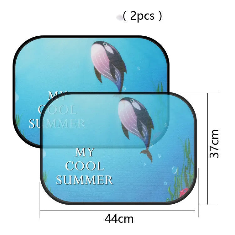 Electrostatic adsorption car side window sunshade pair in nylon mesh with universal fit