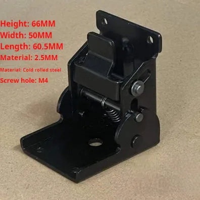 Furniture folding hinge with adjustable angle mechanism in various electroplated finishes including black bronze and nickel silver.