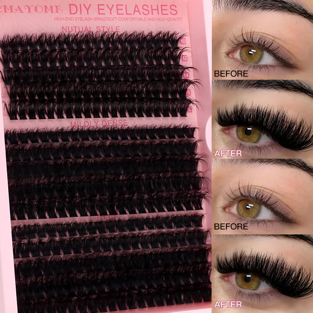 DIY false eyelashes extension suit kit with chemical fibre lashes and application tweezers