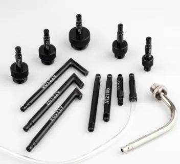 Automatic transmission oil refuelling machine with transmission injector tool and 13-piece fittings kit