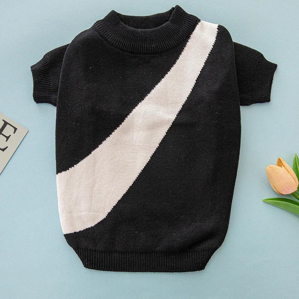 Wool blend pet sweater for dogs in black, orange red, pink, milky white, light green or sapphire blue