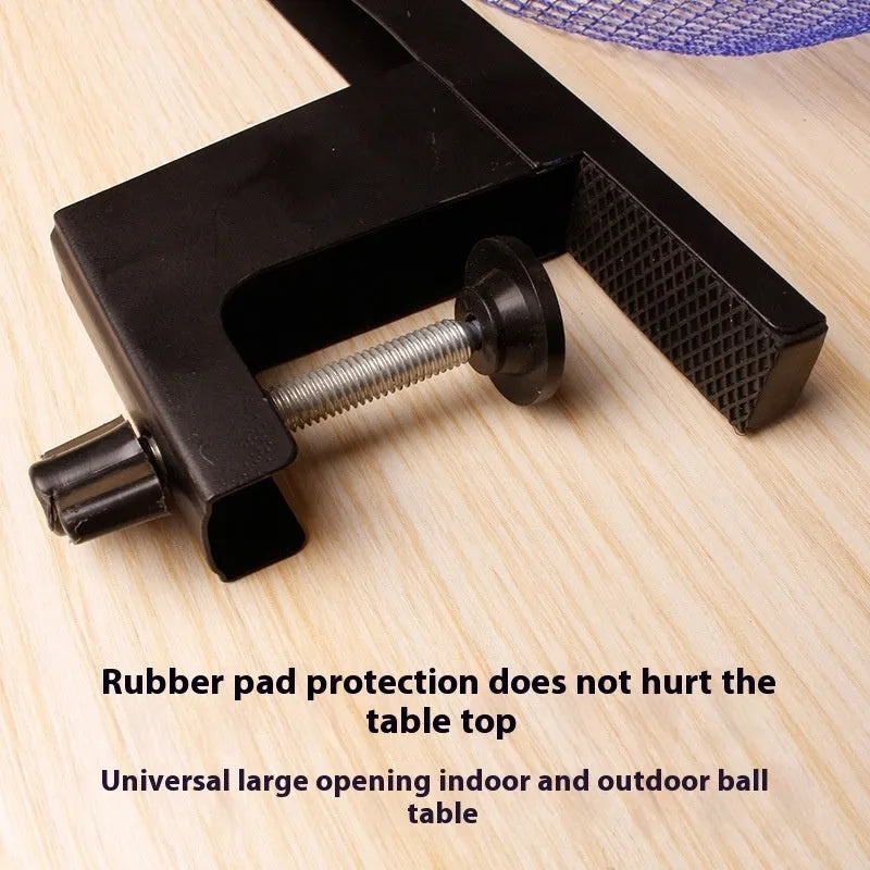 Table tennis post with universal large clip for indoor open grid tables