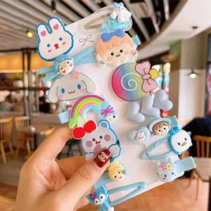 14 piece toddler hair accessories set with rainbow, candy fruit, and butterfly designs in bright colours
