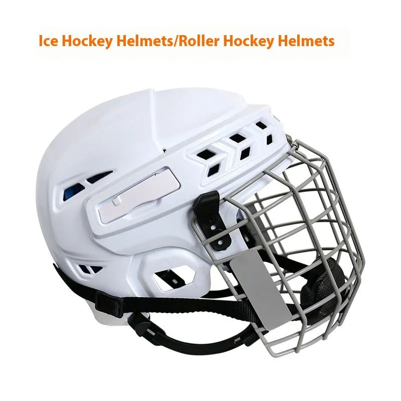 Ice hockey helmet with carbon steel face mask in multiple sizes for head protection