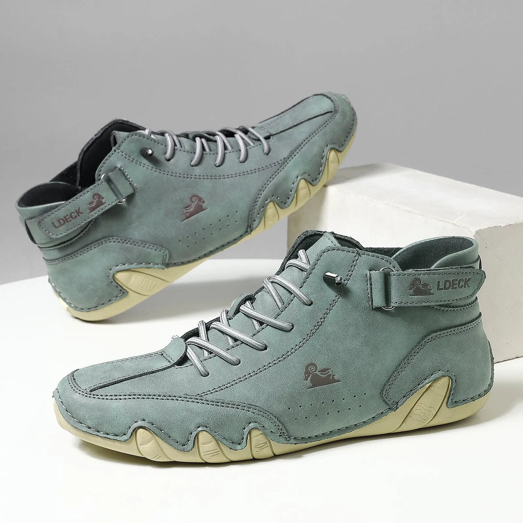 High top octopus men's shoes in khaki colour with rubber sole and microfiber upper