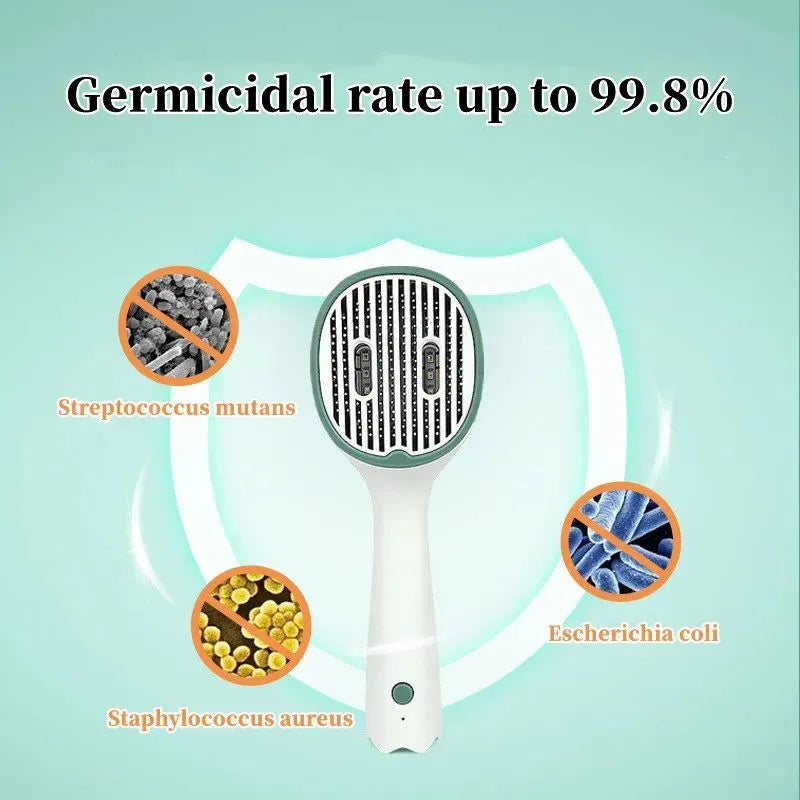 UVC sterilising pet grooming comb for cats and dogs, 25.8 x 9.8 x 5.5 cm, 215g, in dark green, grey or light green