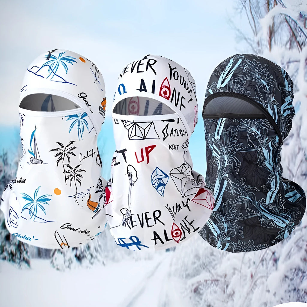 Cotton motorcycle head cover with street pattern and included gloves for riding protection