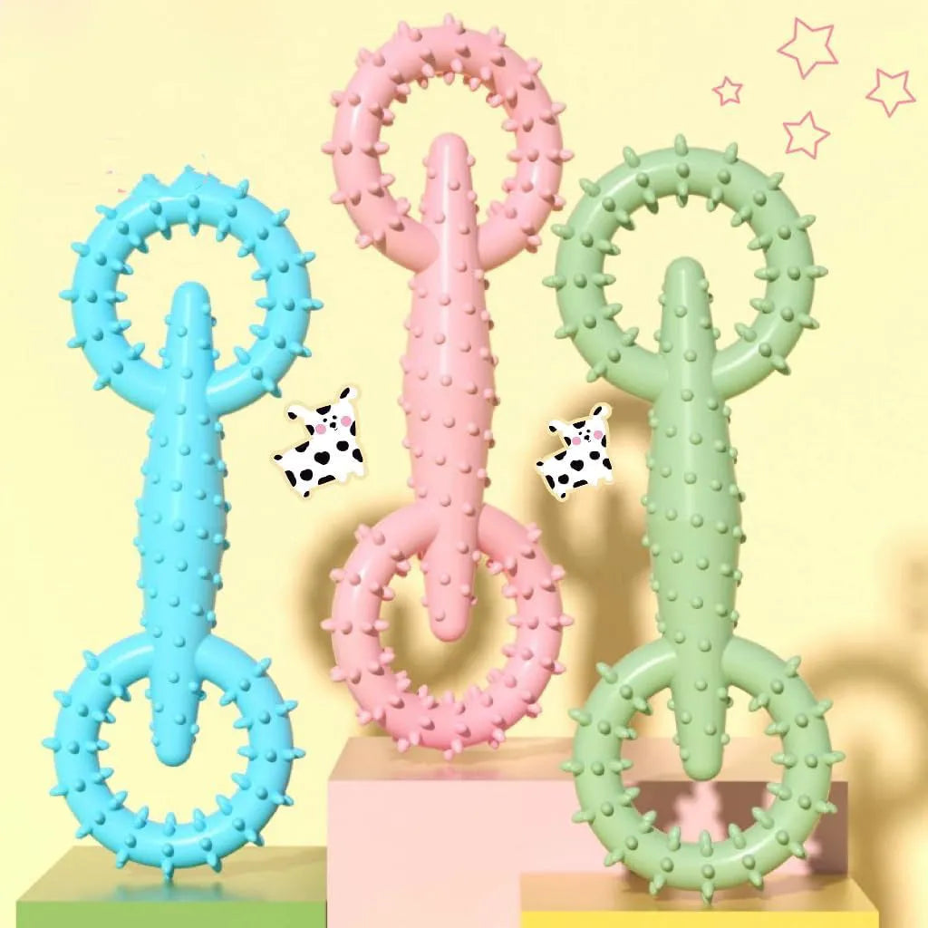 Blue TPR dog chew toy ring measuring 16cm for teething puppies