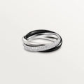 Silver geometric couple rings with full diamond band in gold rose silver colour option