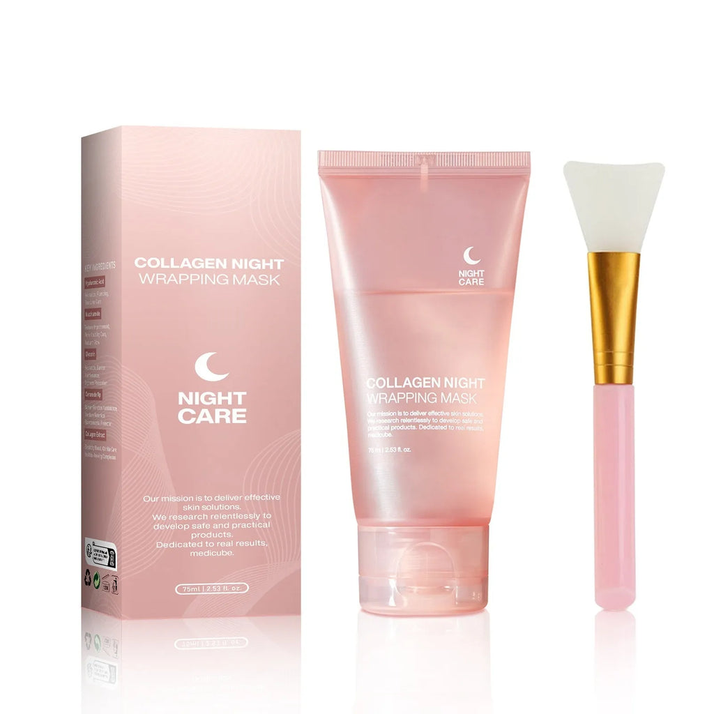 75ml collagen night face mask with application brush for firming and hydration