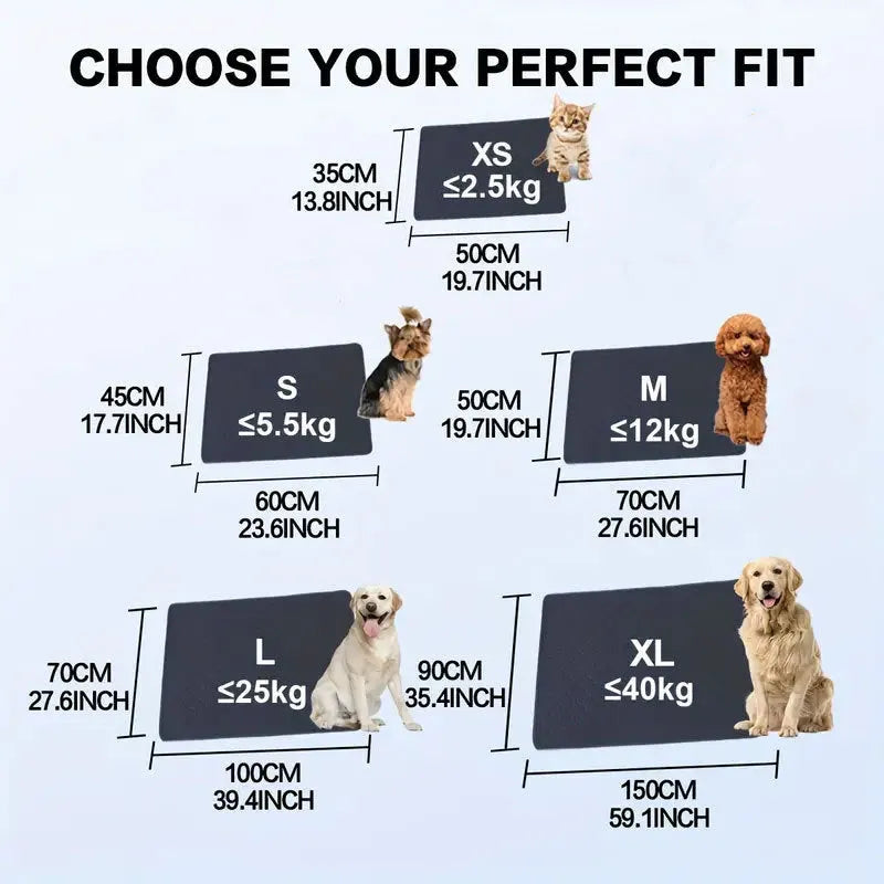 Grey and khaki washable waterproof dog pee pads on a wooden floor.