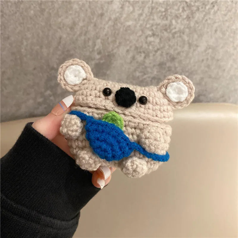 Knitted koala bear backpack design AirPods protective case cover