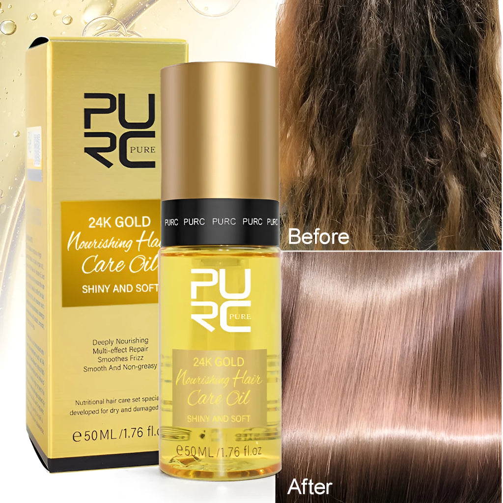 Yellow 50ml hair care essential oil bottle for scalp control and frizz improvement.