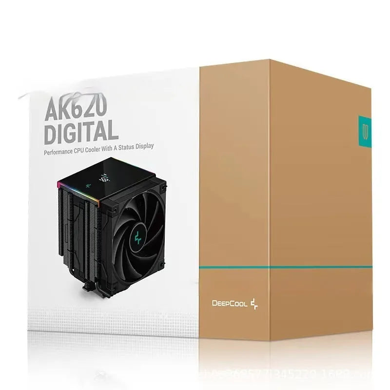 Deepcool AK-Series dual tower CPU air cooler with digital display and 120mm fan