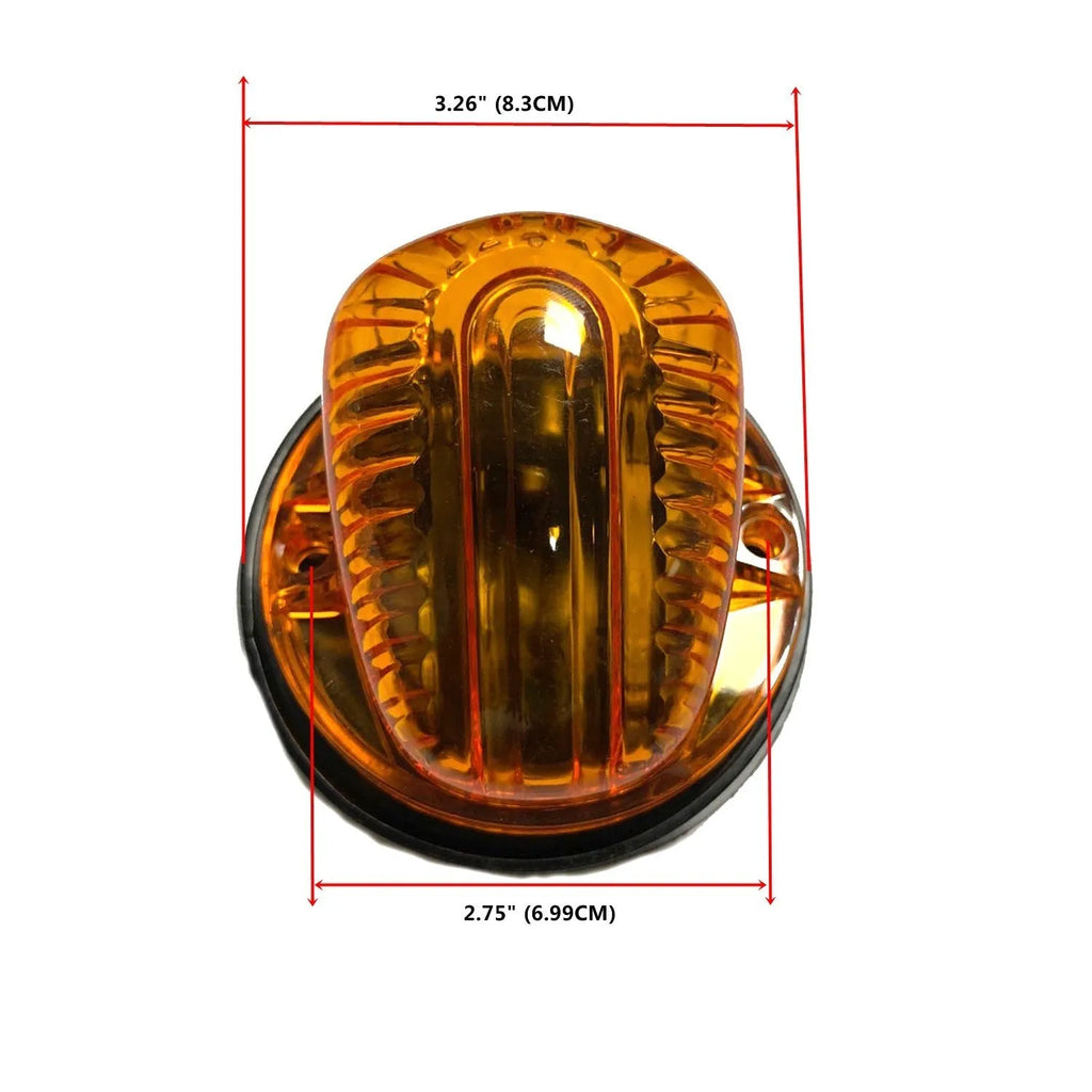 Yellow GR- LED roof cab marker light kit for trucks with lenses, bases, bulbs, and mounting screws.