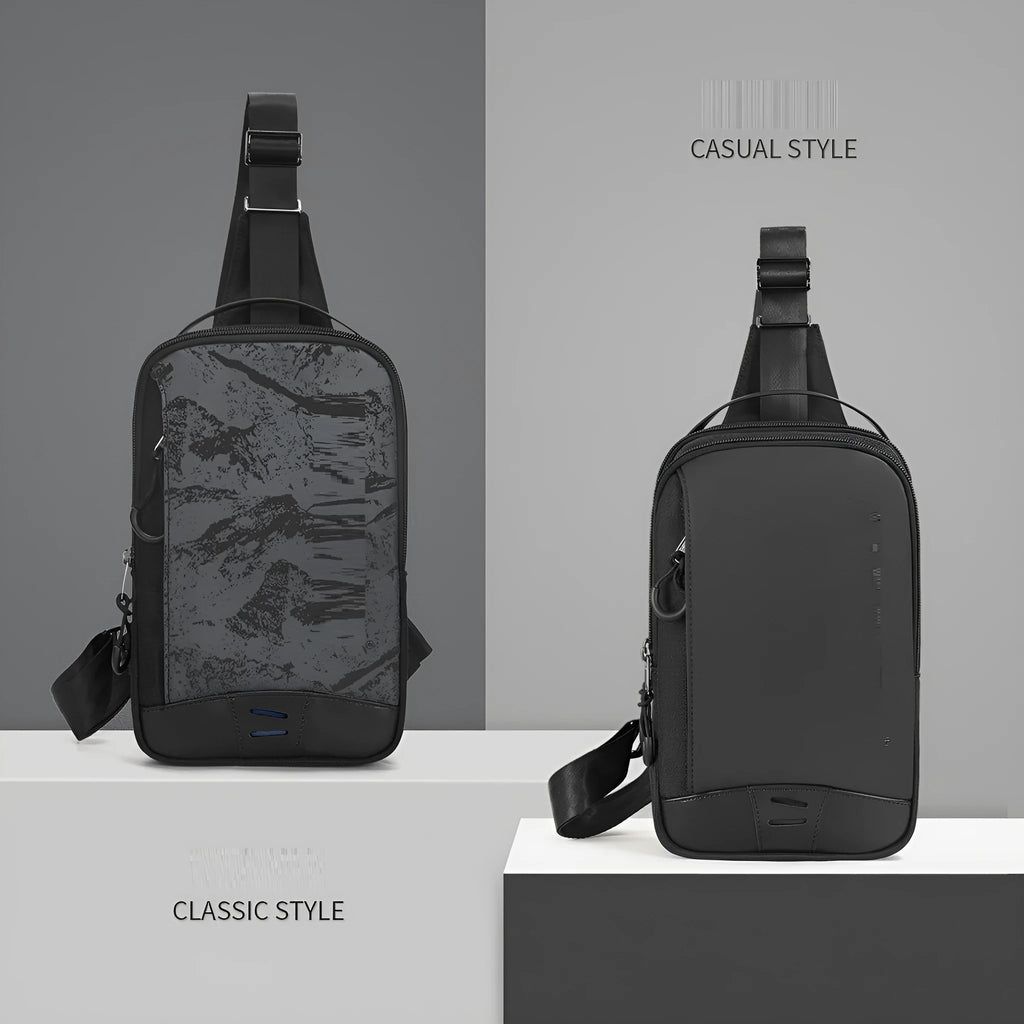 Casual black TPU chest bag with camouflage pattern and shoulder strap