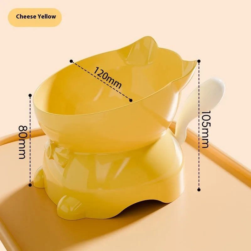 Stainless steel oblique angle cat bowl with non-slip base in four colour options