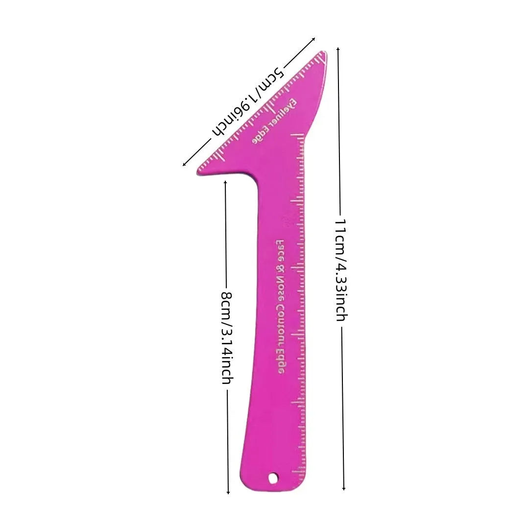 3-in-1 eyeliner stencils tool for hooded eyes showing winged eyeliner, eyebrow and face contour guides
