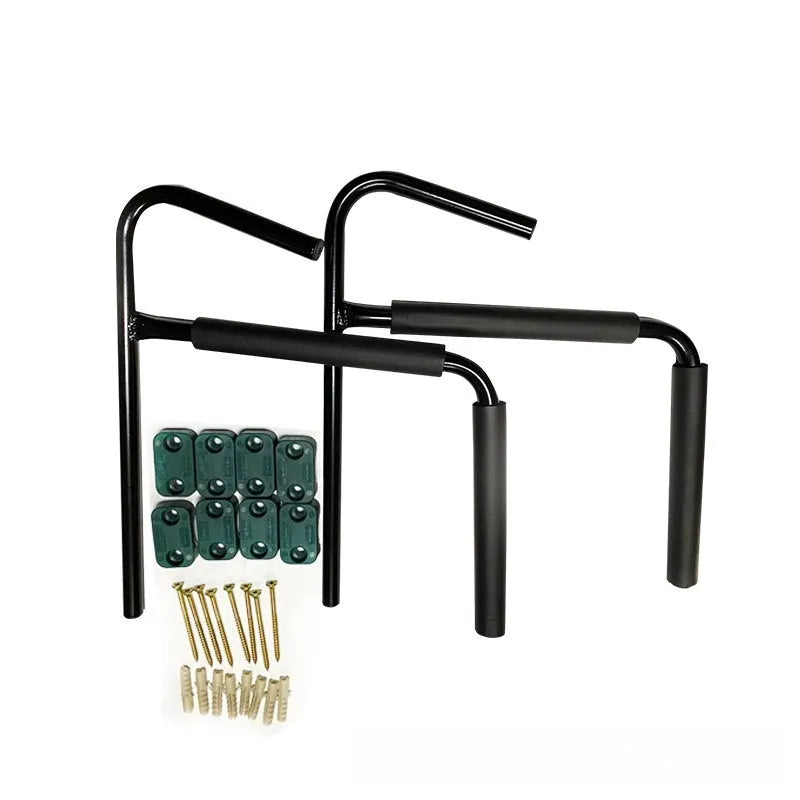 Carbon steel kayak and surfboard wall storage hanger rack.