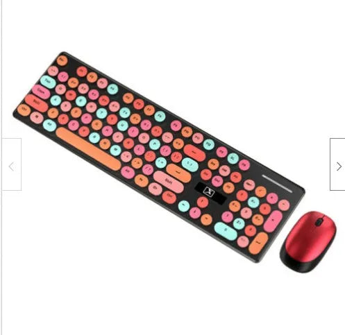 Wireless yellow keyboard and mouse set with USB connections on desktop